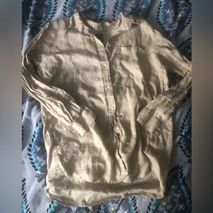 Gap long tan linen button down
